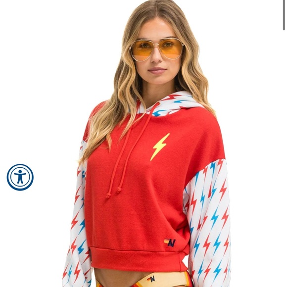 Aviator Nation - Fourth of July Relaxed Crop Pull Over Hoodie 🇺🇸 - Picture 2 of 9